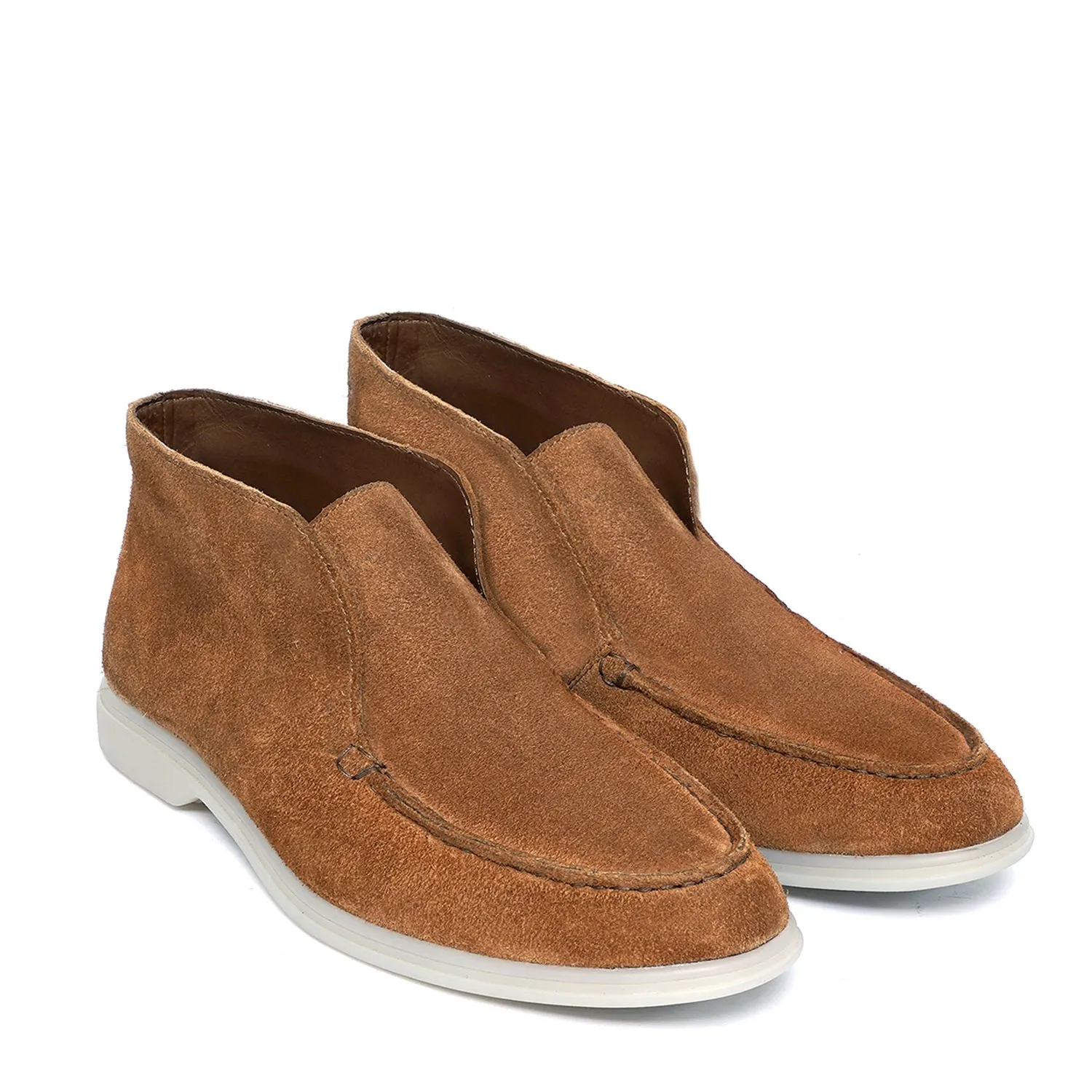 Open Walk Tan Suede Leather Yacht Boots