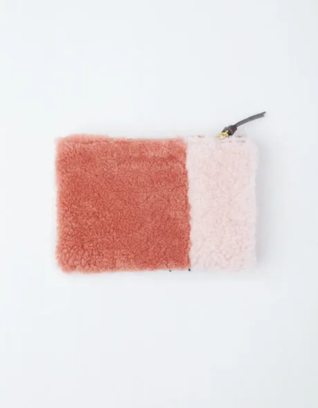 Patchwork Shearling Wallet