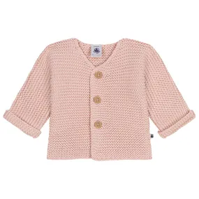 Petit Bateau Baby Garter Stitch Cardigan Saline Pink