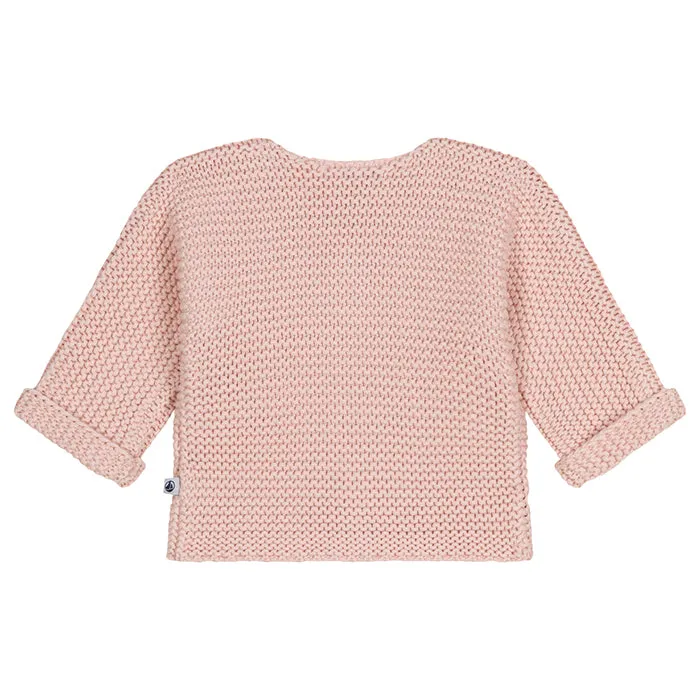 Petit Bateau Baby Garter Stitch Cardigan Saline Pink