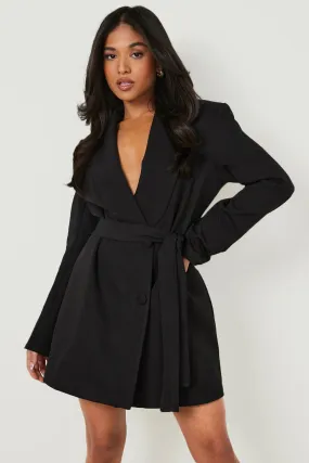 Petite Belted Wrap Blazer Dress