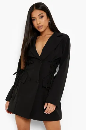 Petite Lace Up Detail Blazer Dress