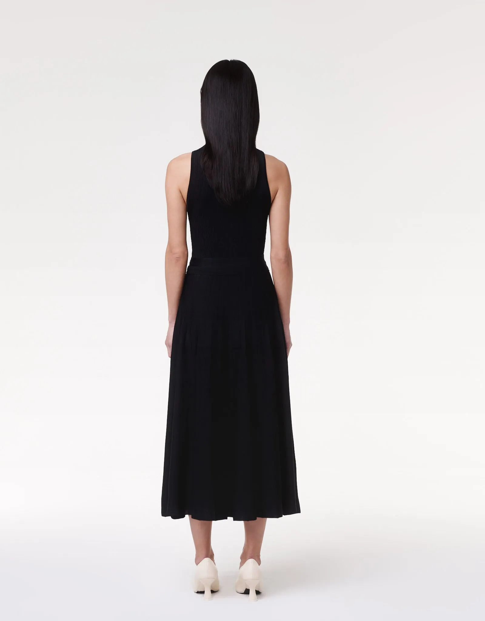 Pleated Mock Neck Dress