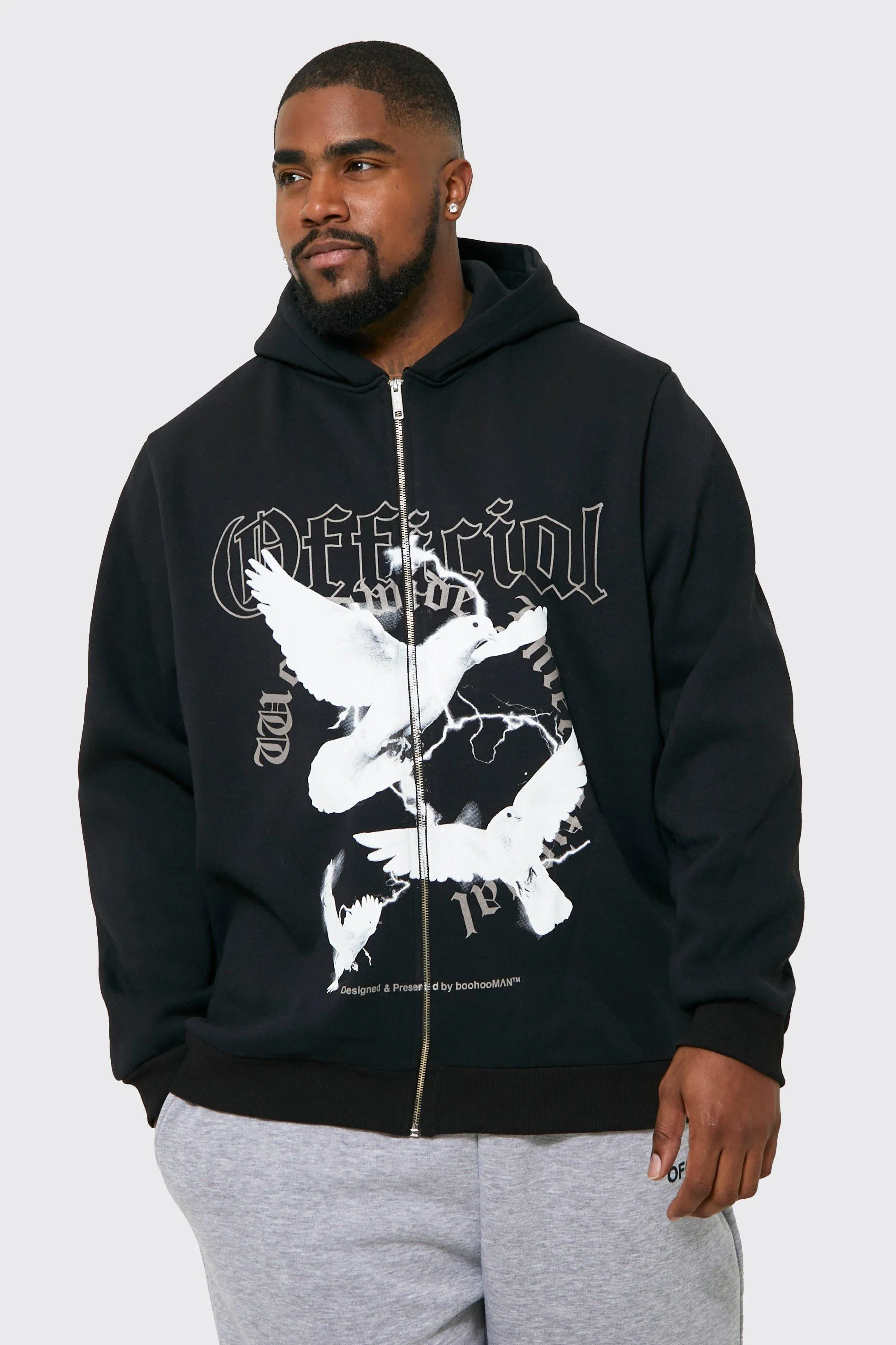 Plus Dove Graphic Zip Through Hoodie