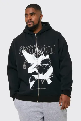 Plus Dove Graphic Zip Through Hoodie