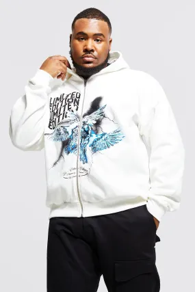 Plus Limited Dove Print Zip Through Hoodie