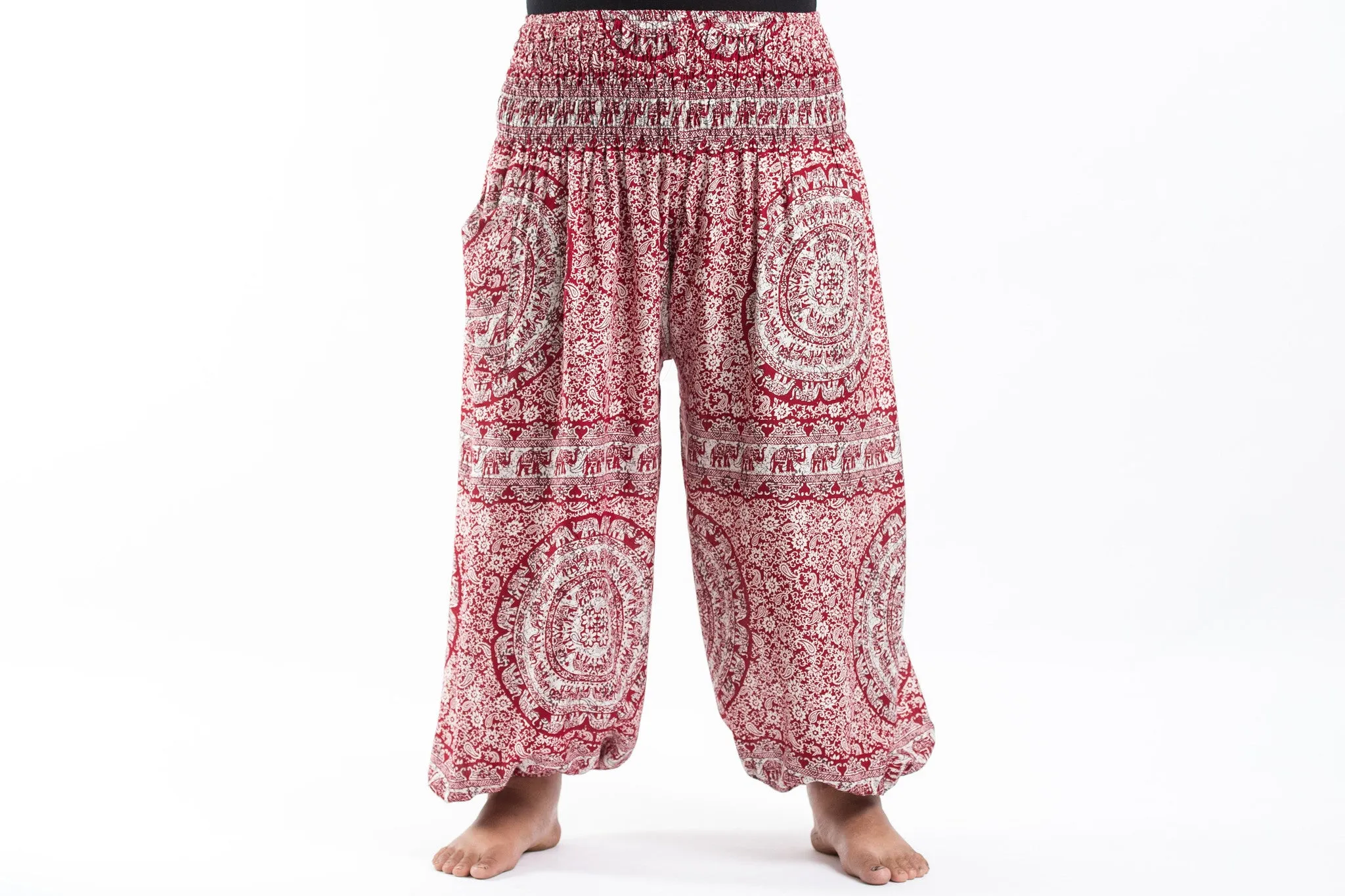 Plus Size Paisley Elephant Women's Elephant Pants in Red