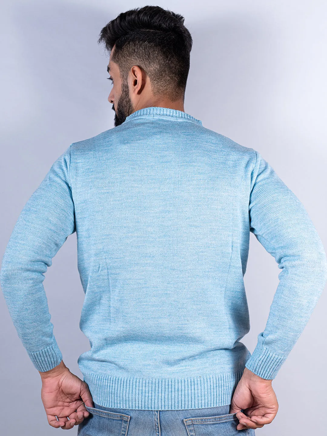 Powder Blue Color Crew Neck Men's Sweater