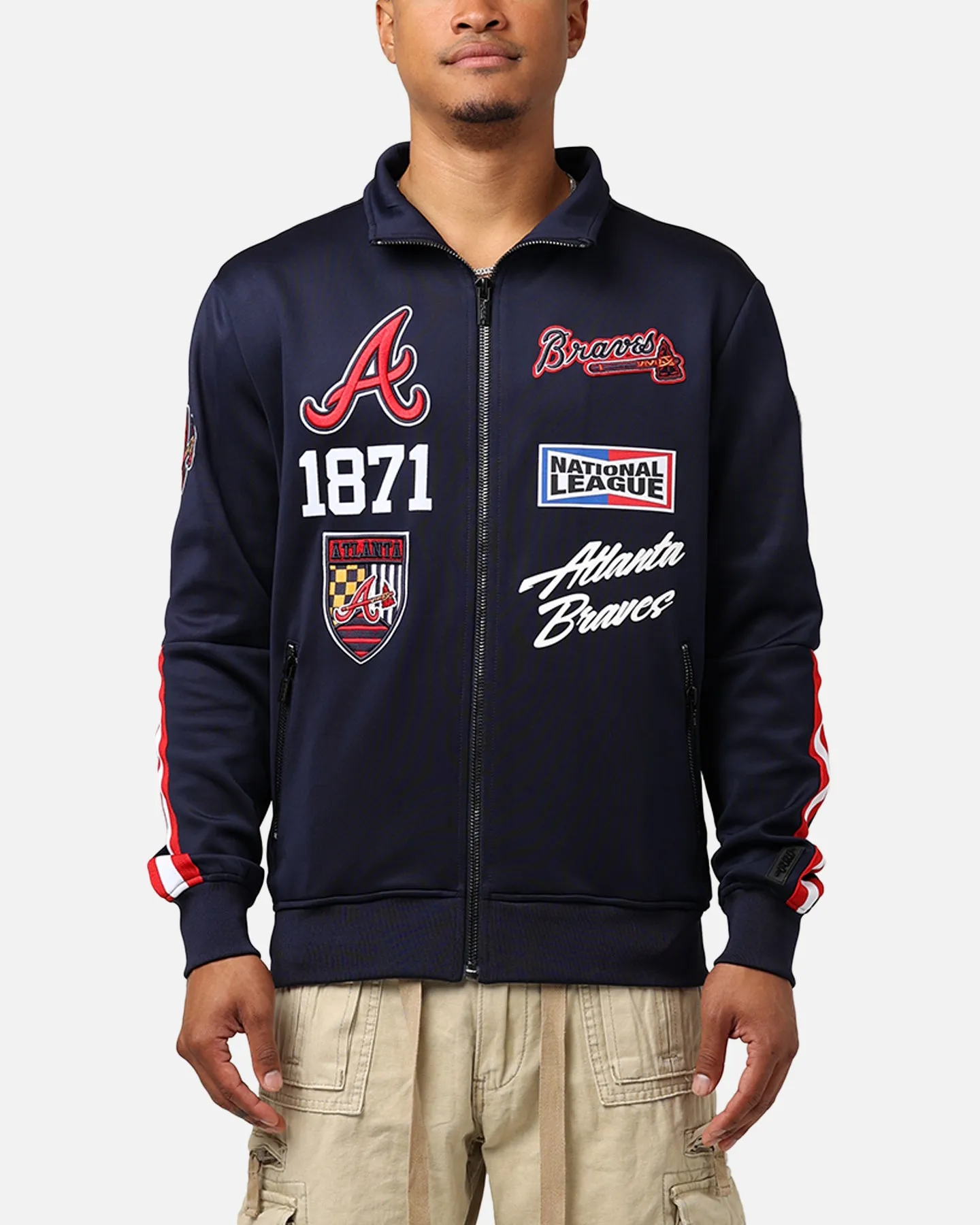 Pro Standard Atlanta Braves Fast Lane Track Jacket Midnight/Red