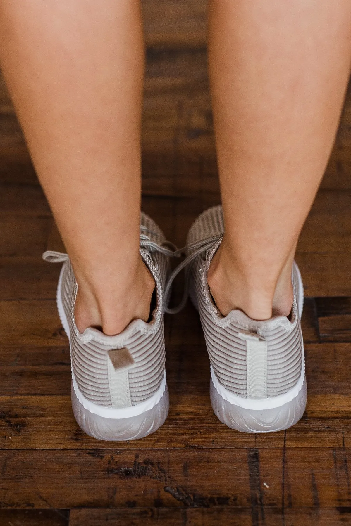 Qupid Tank Sneakers- Taupe Knit