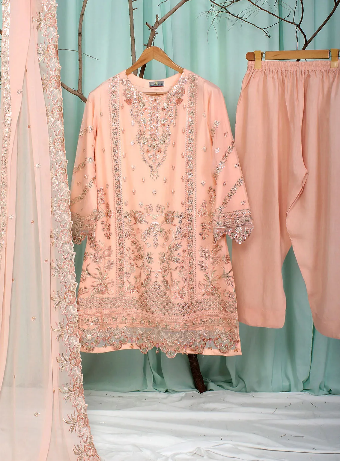 Romosh Fancy Embroidered Chiffon 3 Piece Stitched Suit - RNPC24FE RO-91 HEAVEN BLISS-1