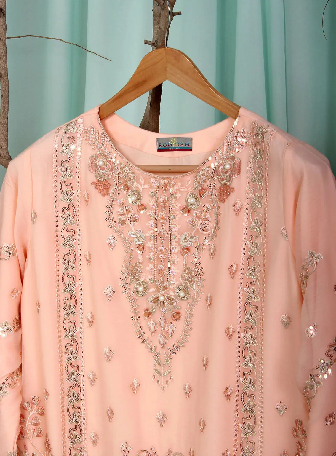 Romosh Fancy Embroidered Chiffon 3 Piece Stitched Suit - RNPC24FE RO-91 HEAVEN BLISS-1