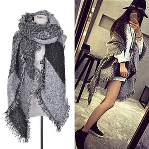 s Wool Tassels Plaid Checks Wide Lattices Long Scarf Shawl Wrap Scarve3 Colors SM6