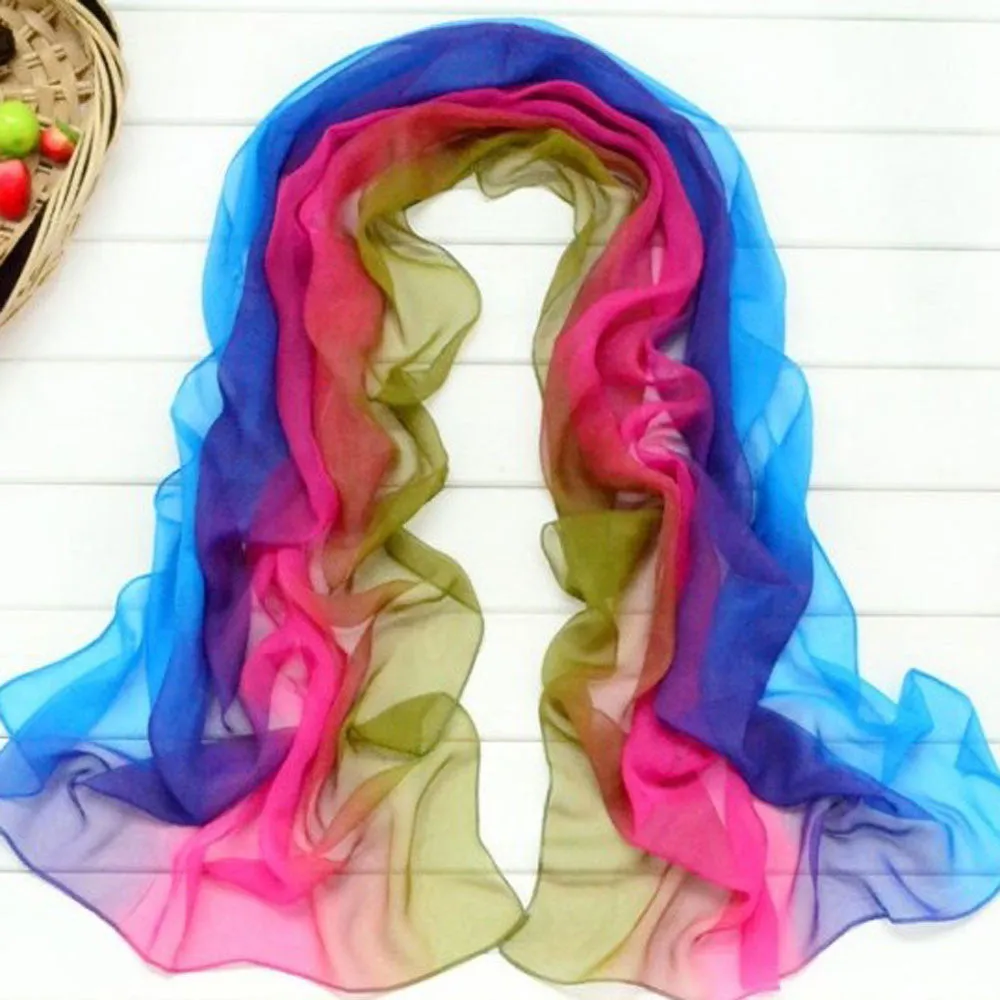 Scarf From India poncho Beach Scarves Sexy Lady Gradient Color Long Wrap Women's Loose Casual Shawl Chiffon Scarfs