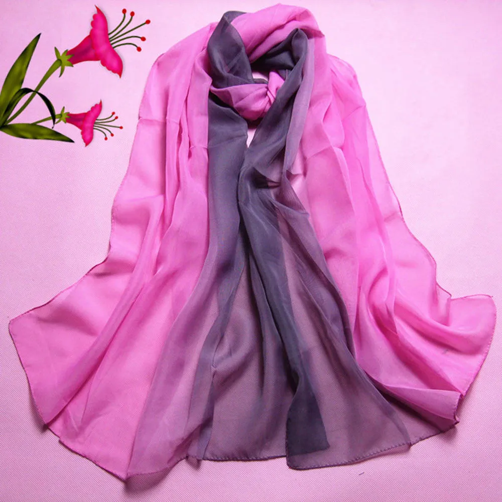 Scarf From India poncho Beach Scarves Sexy Lady Gradient Color Long Wrap Women's Loose Casual Shawl Chiffon Scarfs