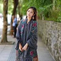 Scarf From India poncho Scarves Shawls Beach Cover Up Women National Embroidery Sarong Wrap Scarfs