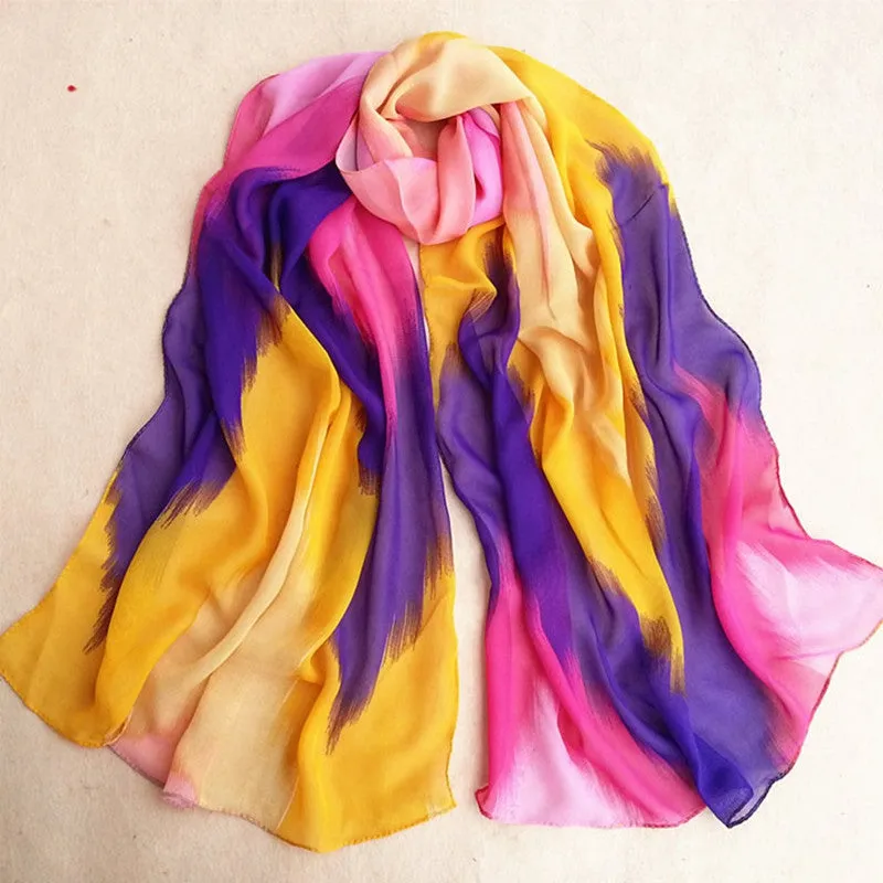 Scarf From India poncho Women Shawls and Scarves Chinese Ink Style Wrap Shawl Chiffon Scarfs for Beach Bikini