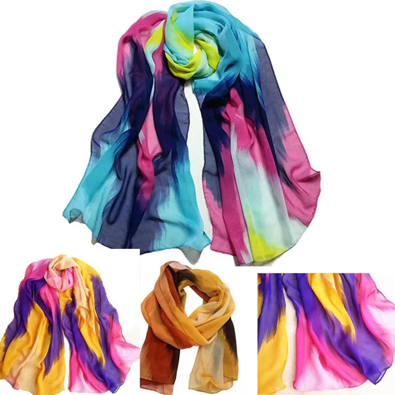 Scarf From India poncho Women Shawls and Scarves Chinese Ink Style Wrap Shawl Chiffon Scarfs for Beach Bikini