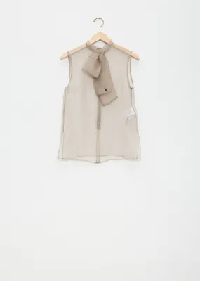 Silk Organdy Pullover Top - Beige