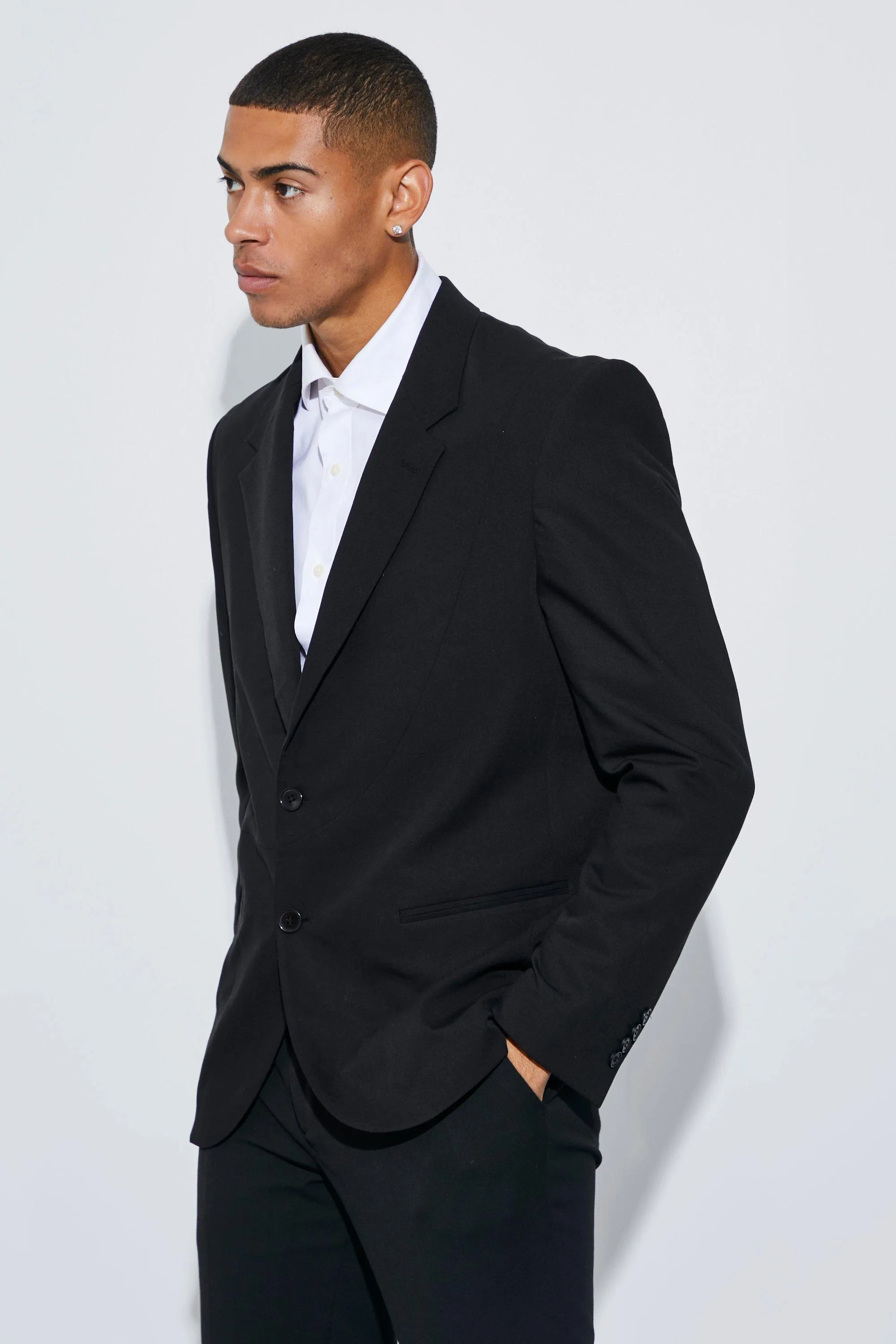 Skinny Single Breasted Jersey Blazer