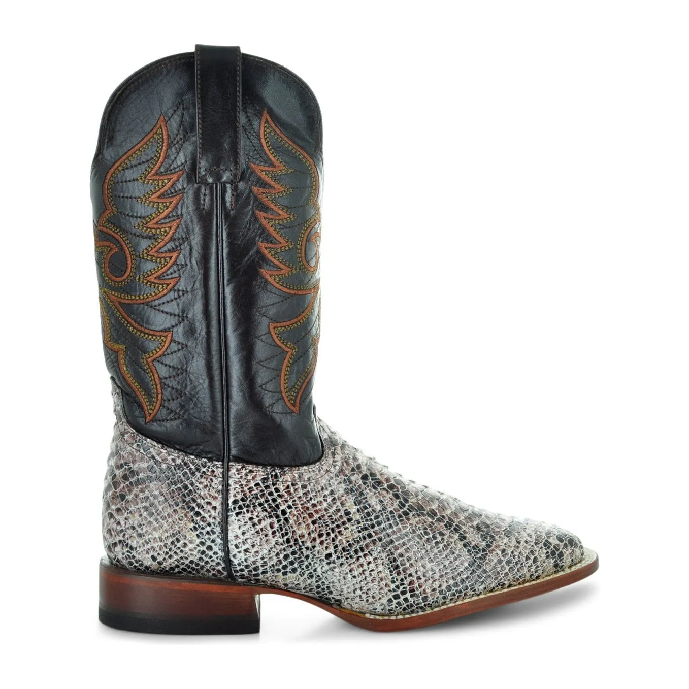 Soto Boots Men's White Python Print Square Toe Cowboy Boots H8004