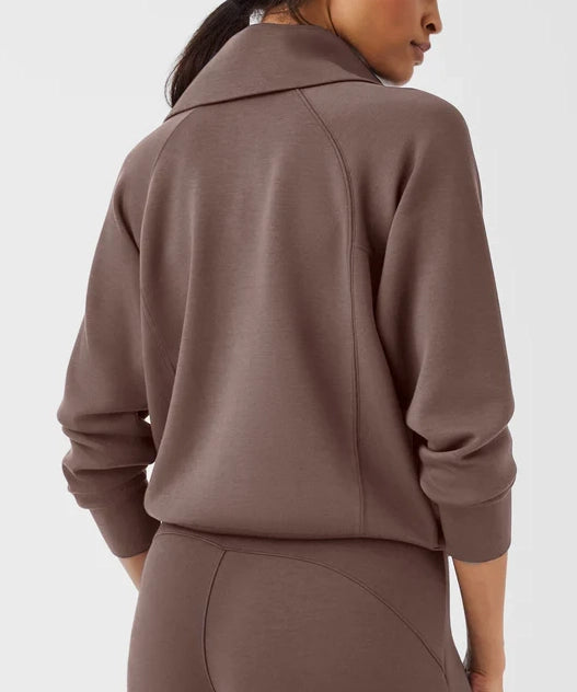 Spanx AirEssentials Half Zip Pullover - Smoke