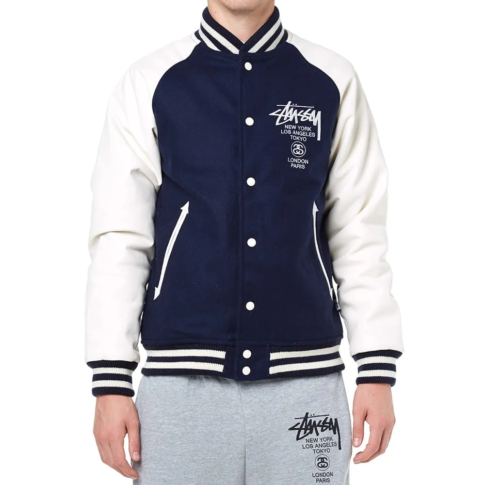 Stussy World Tour Wool JacketDark Navy