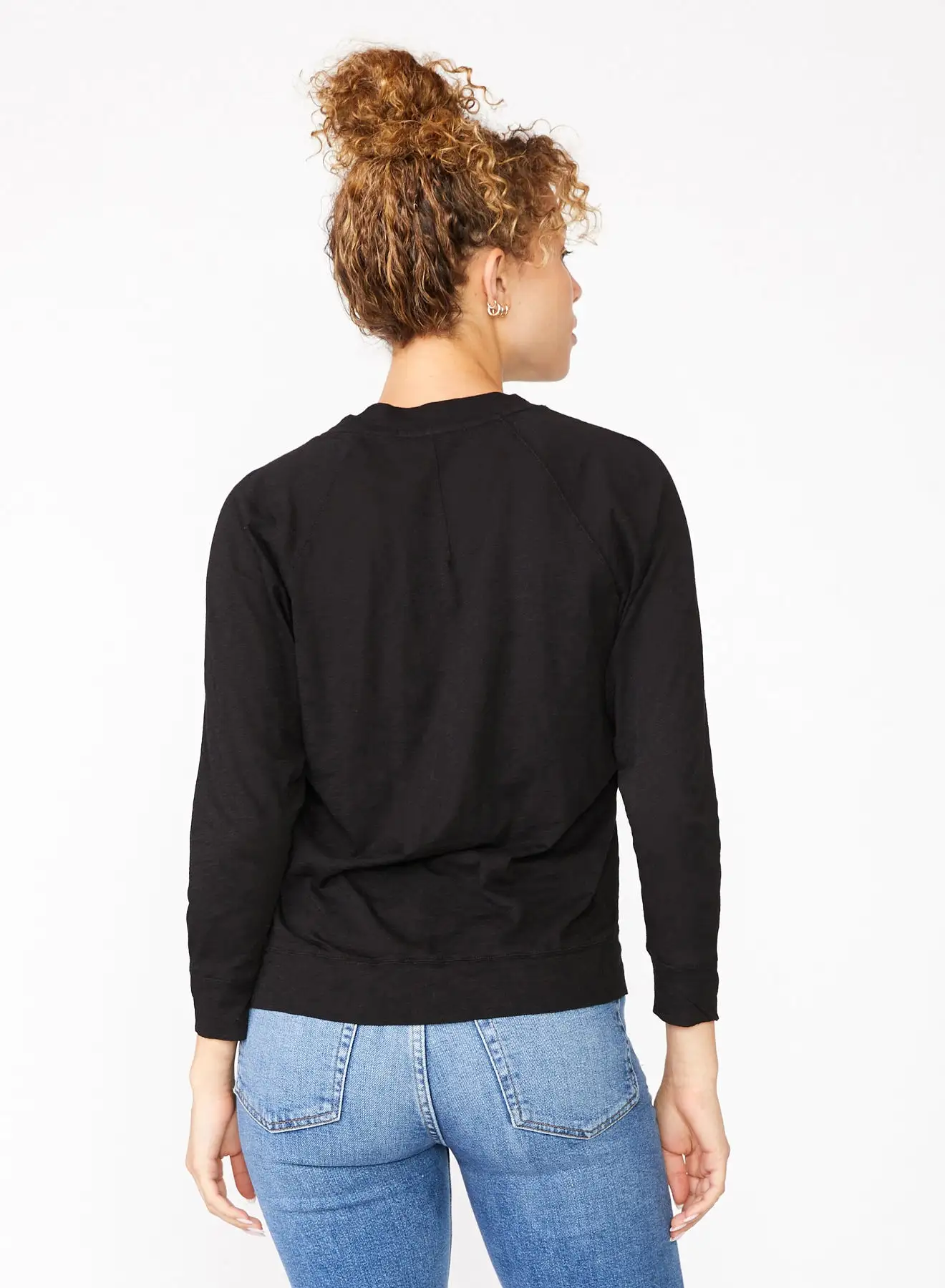 Supima Slub Jersey Sweatshirt Tee in Black