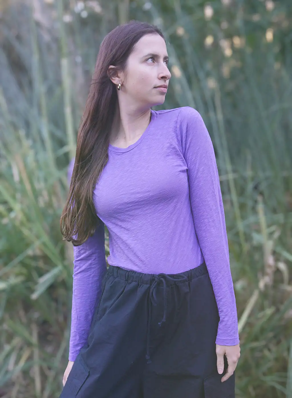 Supima Slub Long Sleeve Crew in Iris