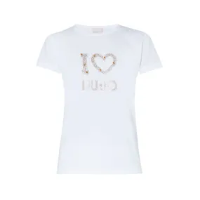 T-SHIRT CON STRASS Donna Bianco