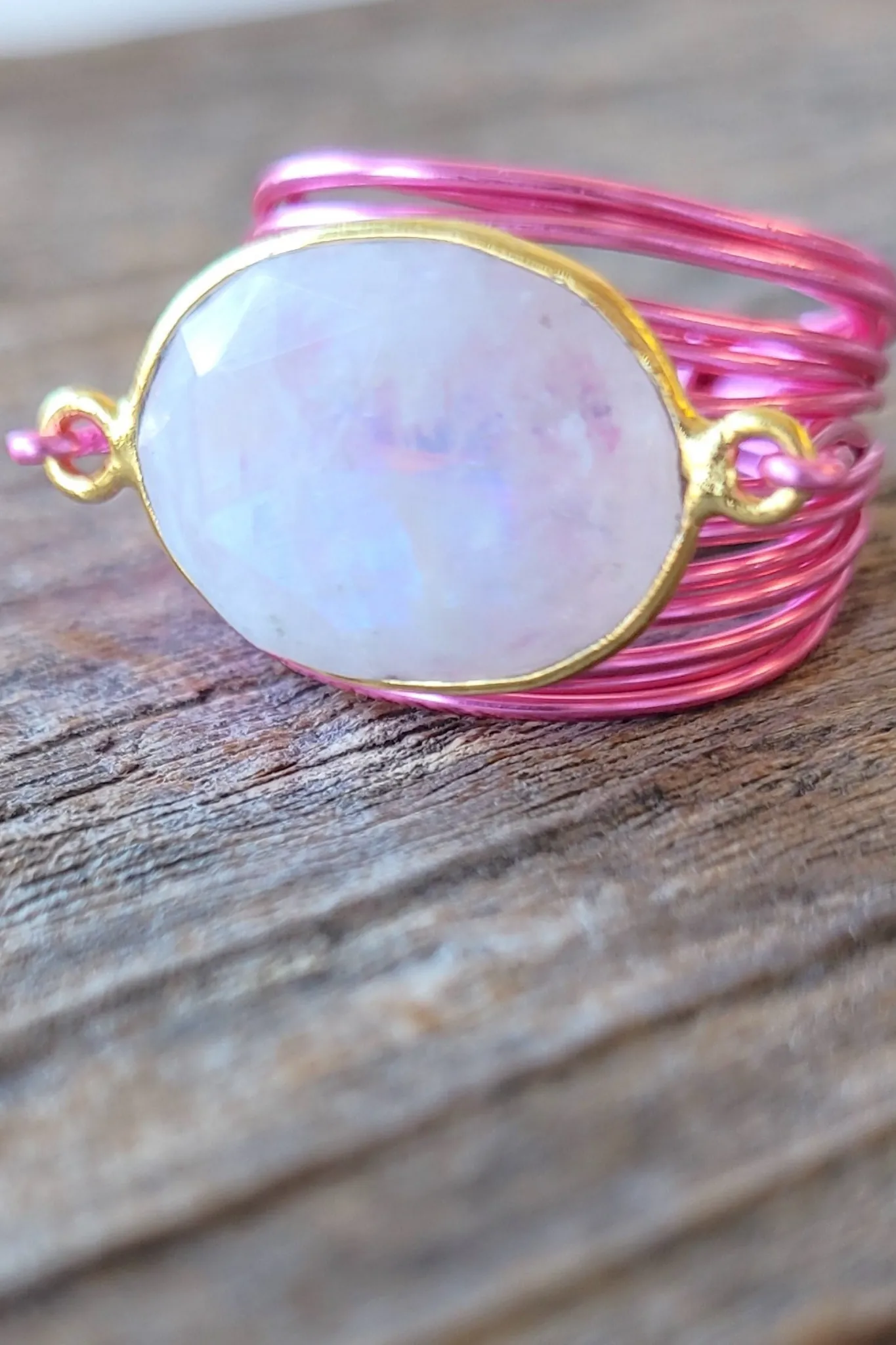 Torrey Ring in Hot Pink with Moonstone