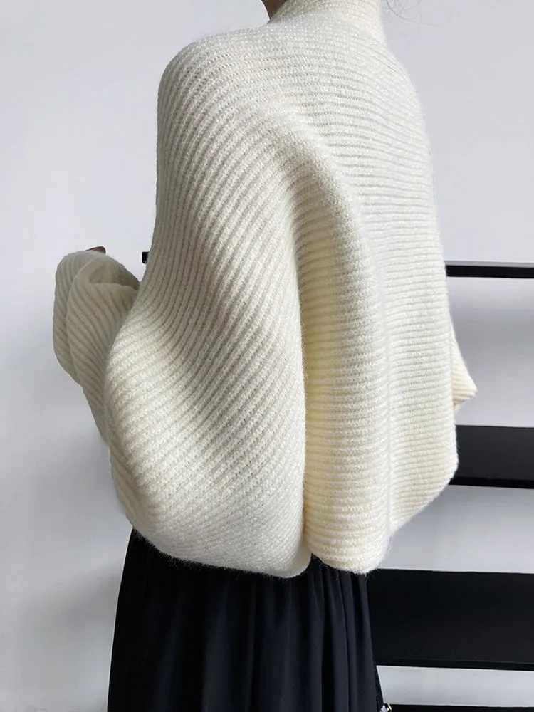 Touka Knitted Shrug Scarf - Cream