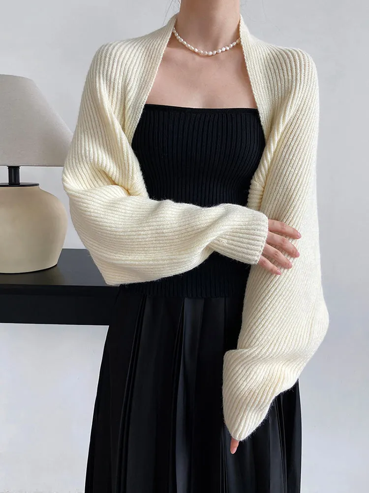 Touka Knitted Shrug Scarf - Cream