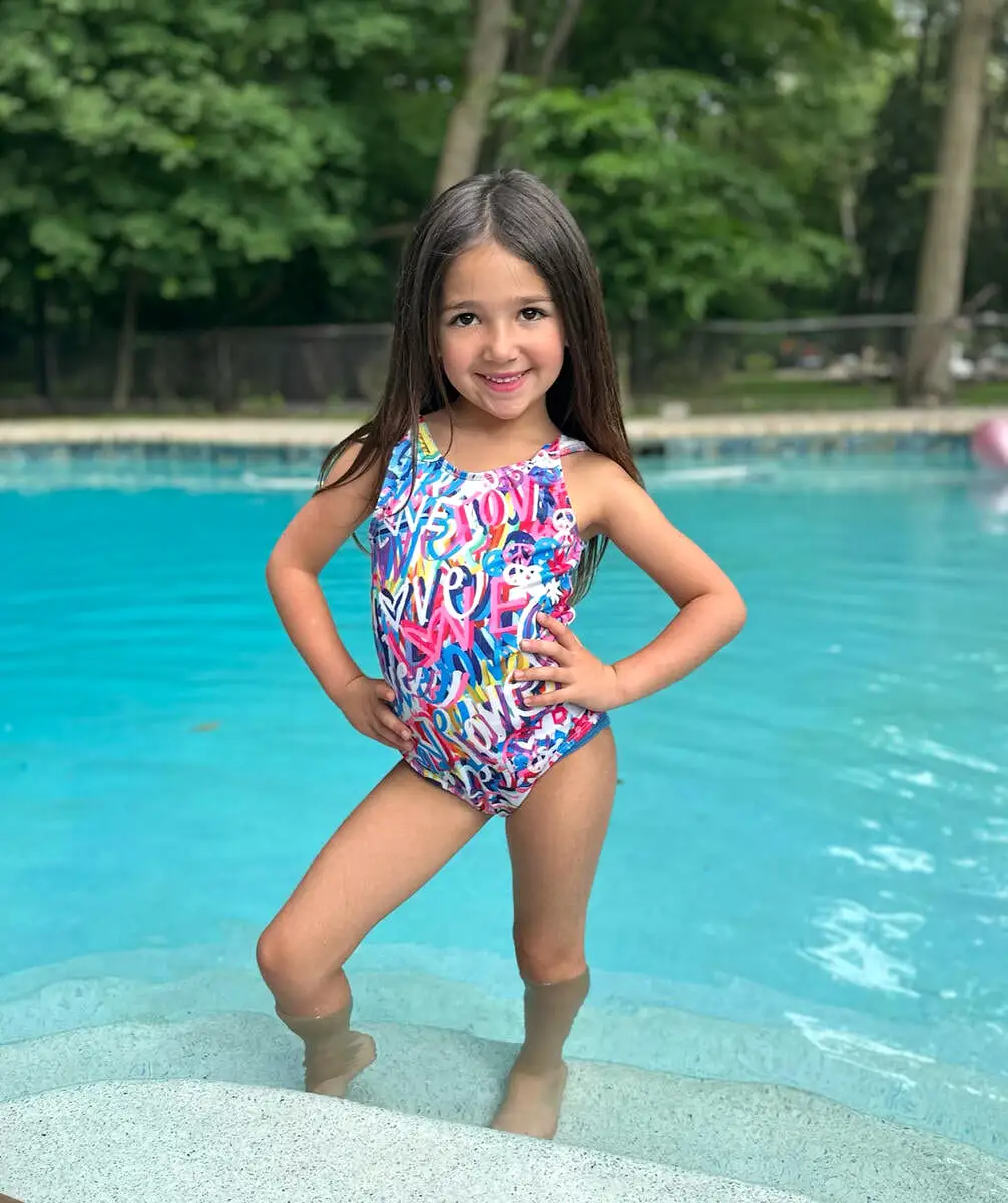 Tweenstyle by Stoopher Love Print Swimsuit