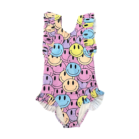 Tweenstyle by Stoopher Smiles Print Ruffle Swimsuit