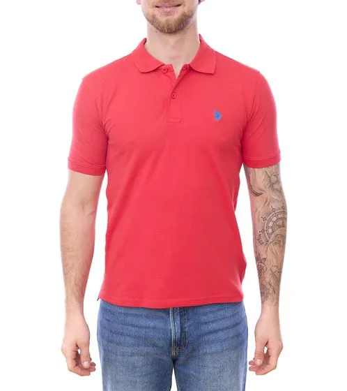 U.S. POLO ASSN. Men's polo shirt, basic shirt, cotton shirt, short-sleeved shirt, 197 61092 52520 155 red/blue