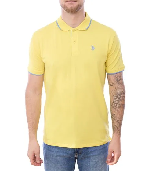 U.S. POLO ASSN. Men's polo shirt, basic shirt, cotton shirt, short-sleeved shirt, 197 63899 52520 115 yellow/light blue