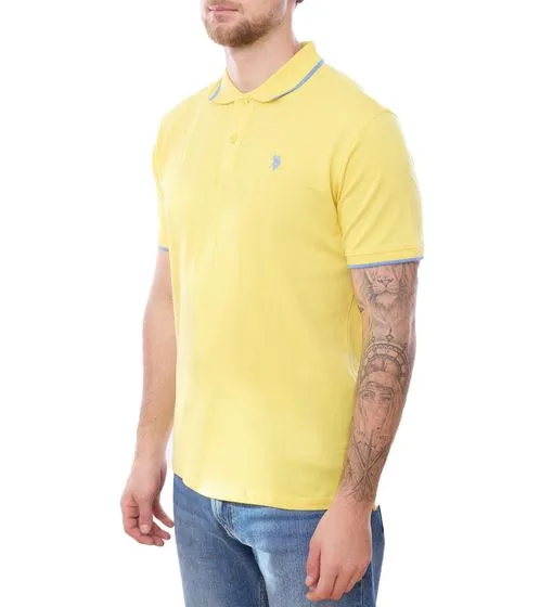 U.S. POLO ASSN. Men's polo shirt, basic shirt, cotton shirt, short-sleeved shirt, 197 63899 52520 115 yellow/light blue