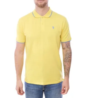 U.S. POLO ASSN. Men's polo shirt, basic shirt, cotton shirt, short-sleeved shirt, 197 63899 52520 115 yellow/light blue