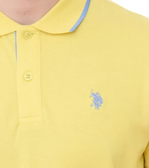 U.S. POLO ASSN. Men's polo shirt, basic shirt, cotton shirt, short-sleeved shirt, 197 63899 52520 115 yellow/light blue