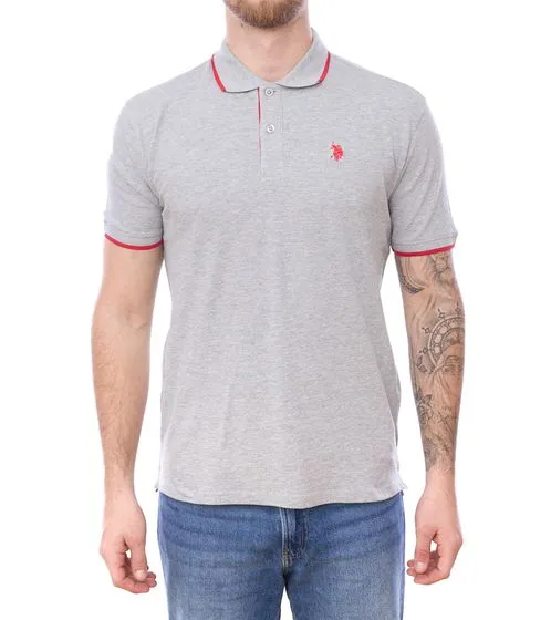 U.S. POLO ASSN. Men's polo shirt, basic shirt, cotton shirt, short-sleeved shirt 197 63899 52520 182 gray/red