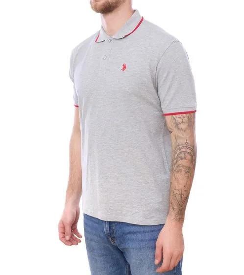 U.S. POLO ASSN. Men's polo shirt, basic shirt, cotton shirt, short-sleeved shirt 197 63899 52520 182 gray/red