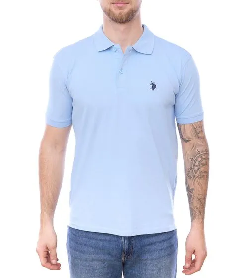 U.S. POLO ASSN. Men's polo shirt, basic shirt, cotton shirt, short-sleeved shirt, 197 68150 52520 132 light blue