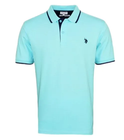 U.S. POLO ASSN. Men's polo shirt, basic shirt, cotton shirt, short-sleeved shirt, 197 68163 5250 238 turquoise