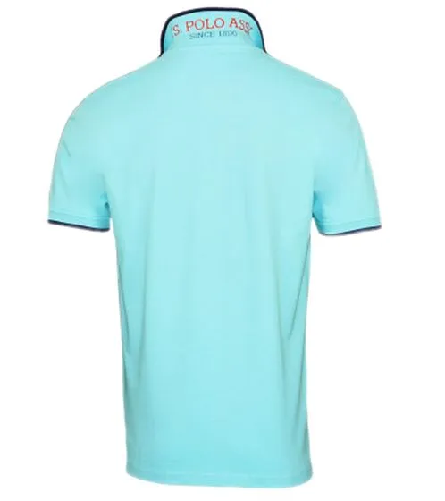 U.S. POLO ASSN. Men's polo shirt, basic shirt, cotton shirt, short-sleeved shirt, 197 68163 5250 238 turquoise