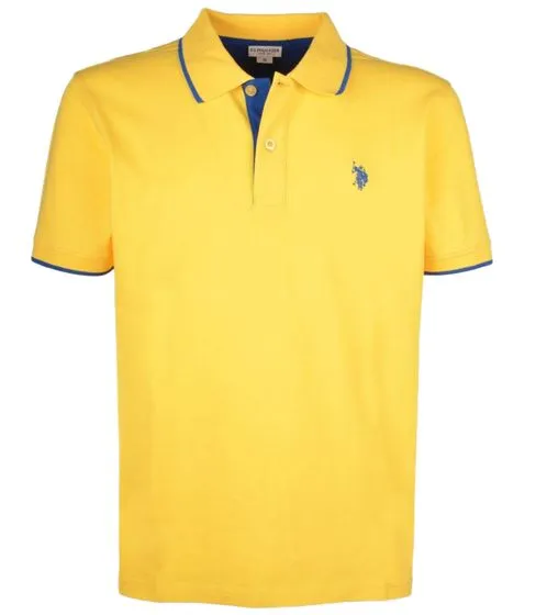 U.S. POLO ASSN. Men's polo shirt, basic shirt, cotton shirt, short-sleeved shirt, 197 68163 52520 112 yellow/dark blue