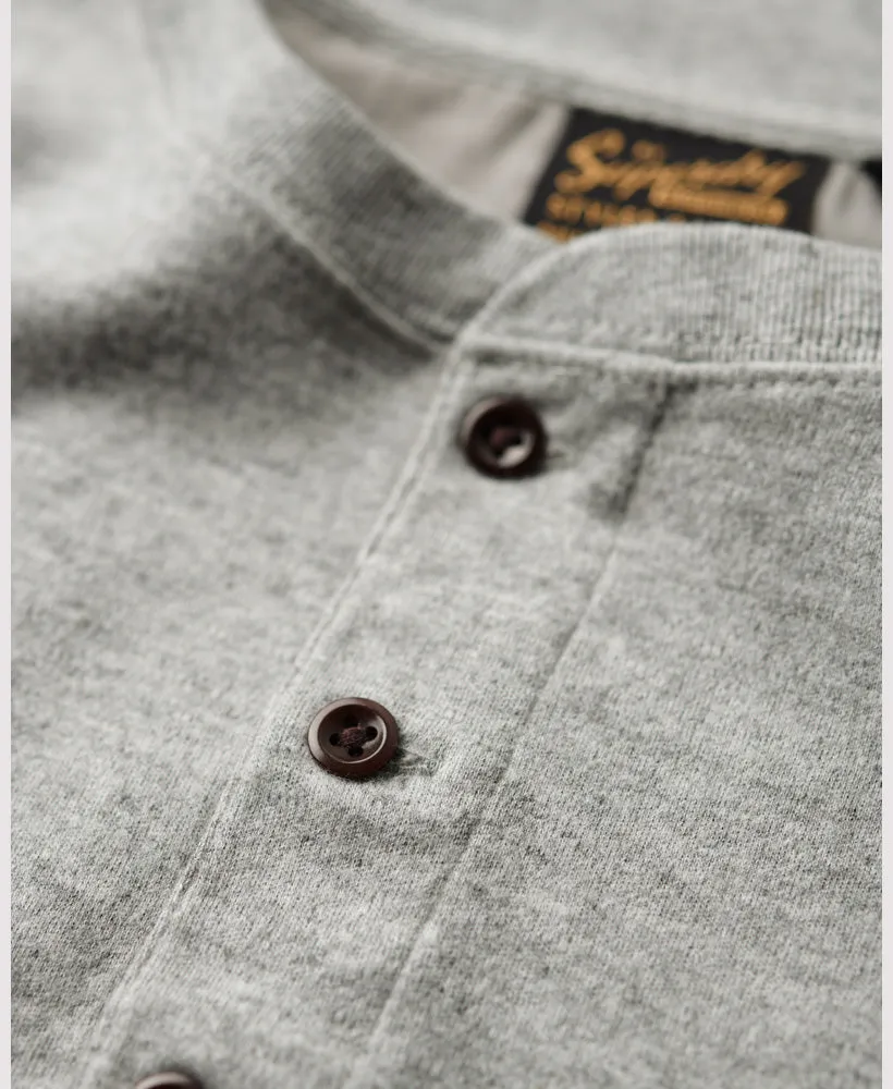 Vintage Logo Embroidered Henley Top | Athletic Grey Marle