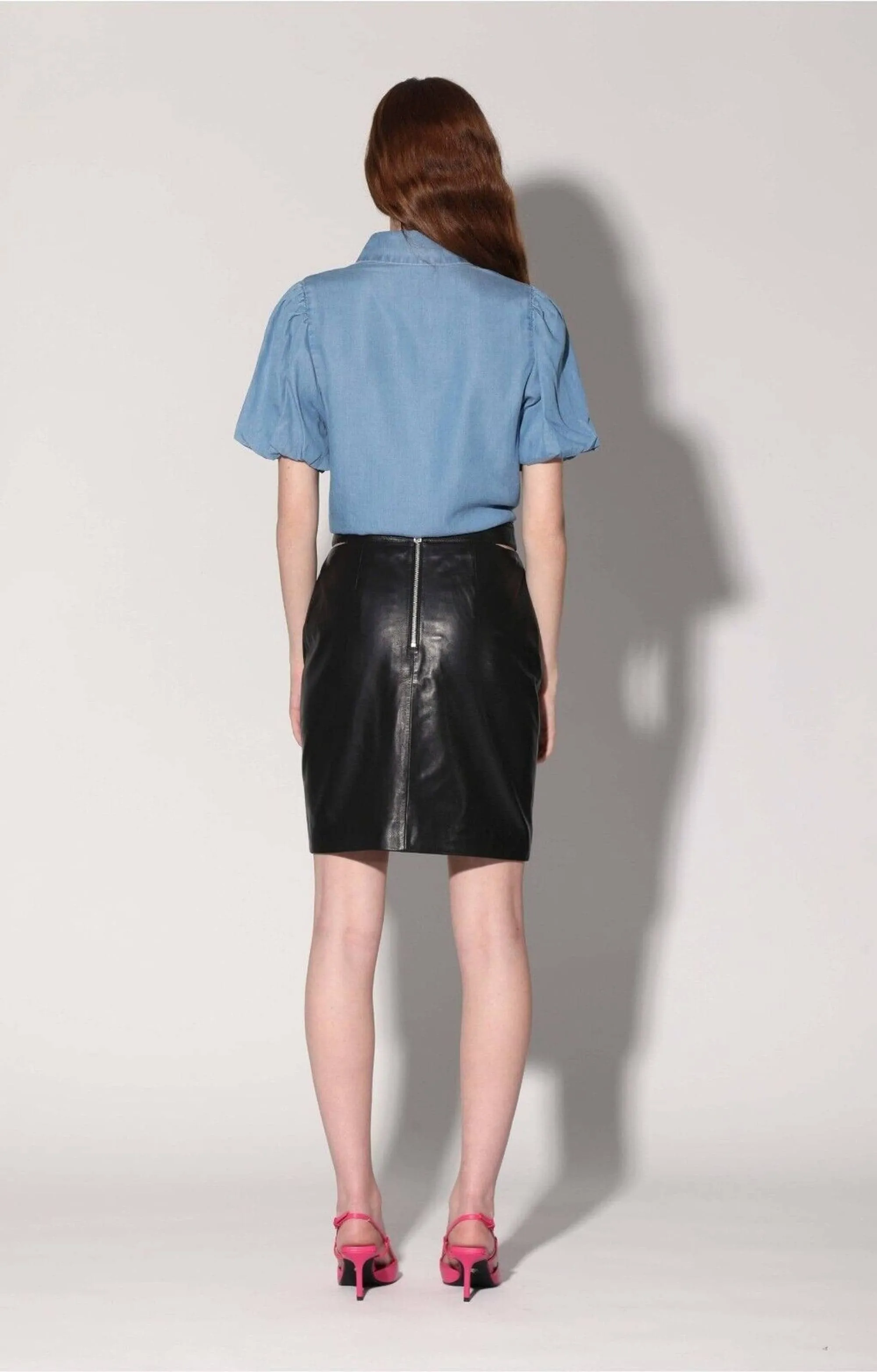 Walter Baker Viola Leather Skirt in Black