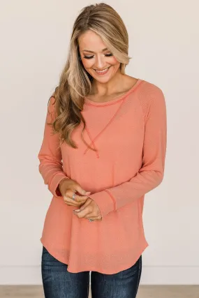 Warmest Love Knit Long Sleeve Top- Coral