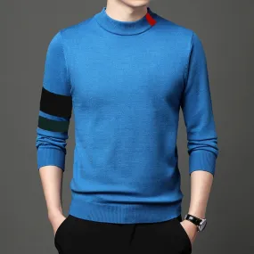 Winter Flat Knitted Standard Wool O-Neck Jersey Pullover for Men